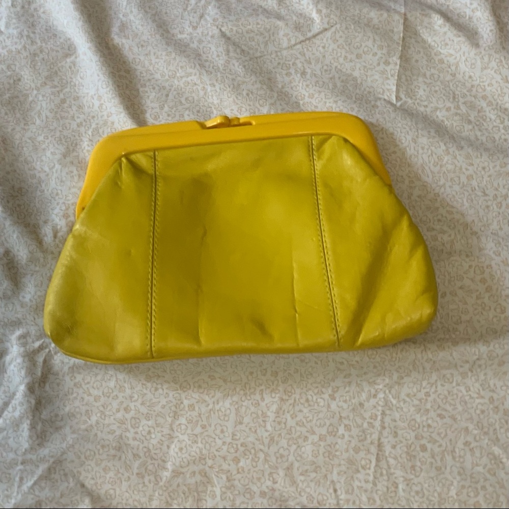 Vintage Yellow Leather Clutch with Clasp